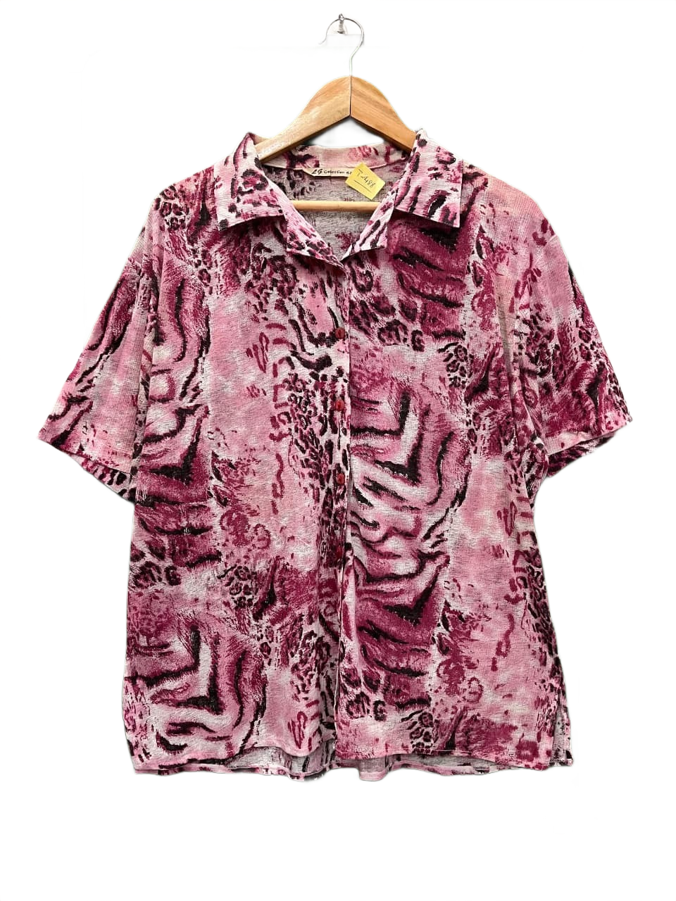 Pink Animal Print Button-Down Shirt