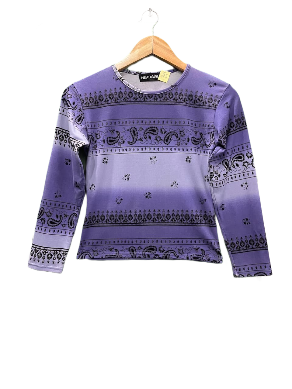 Purple Paisley Print Long Sleeve Top