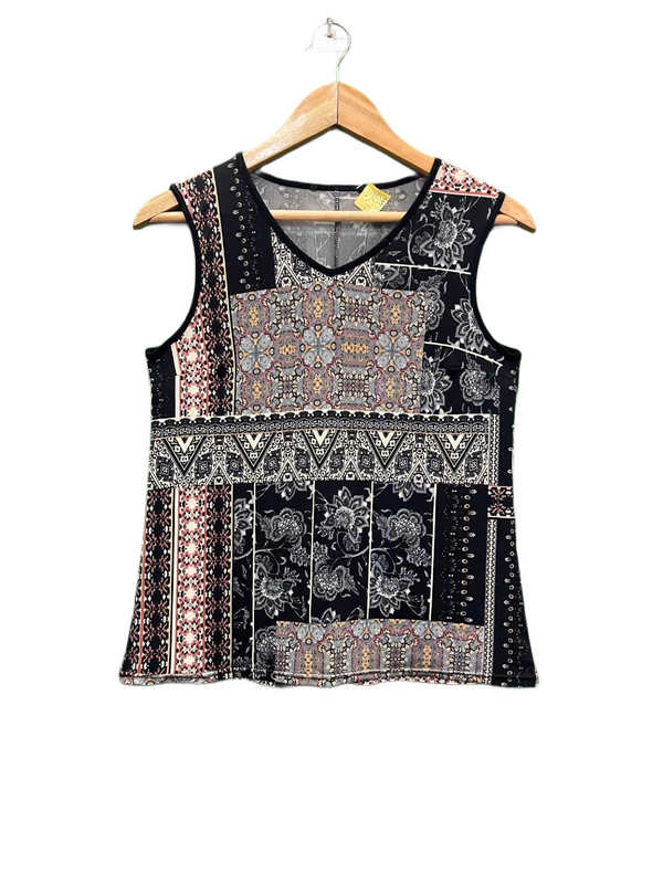 Ethnic Print V-Neck Tank Top