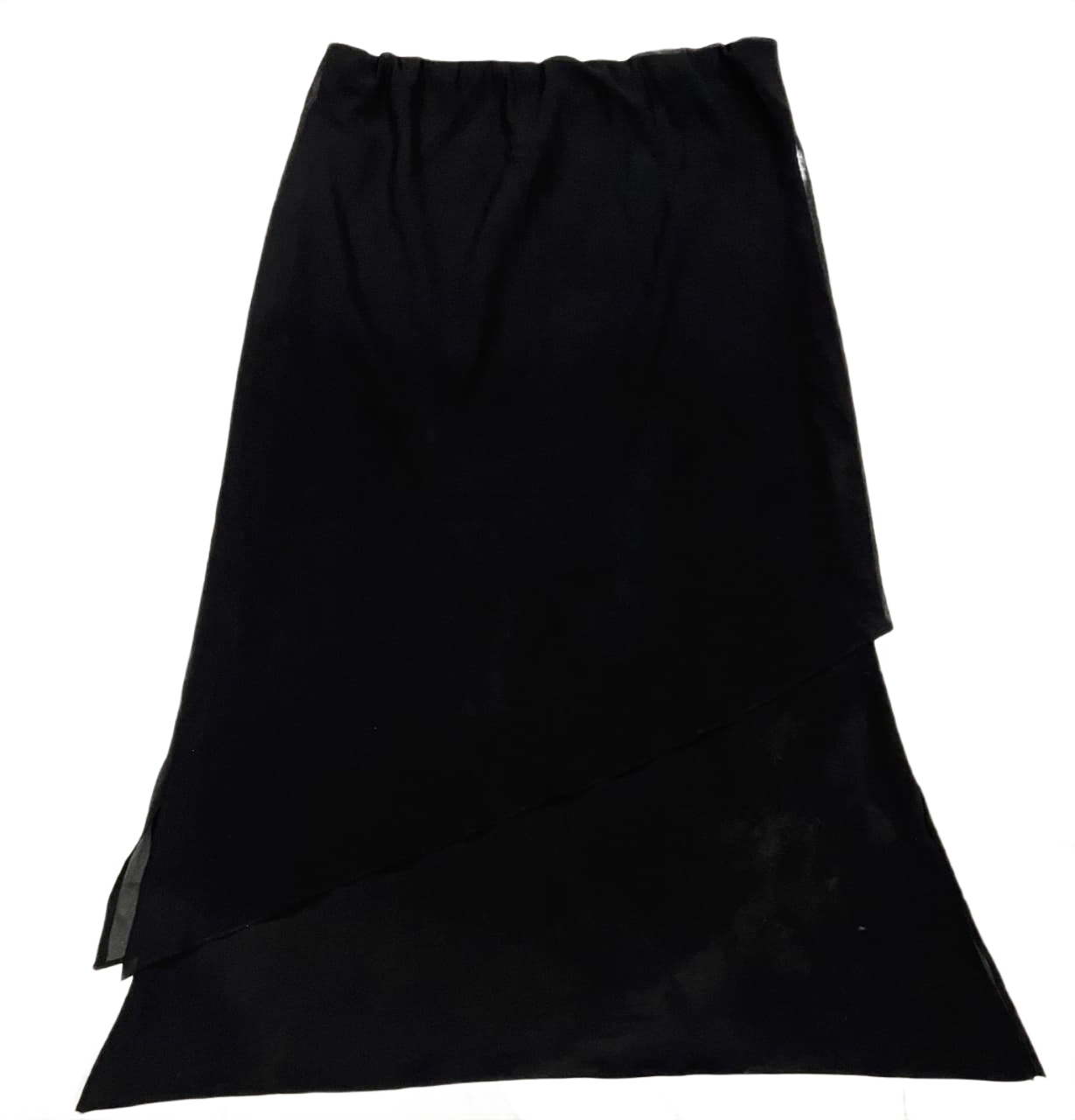Black Asymmetrical Hem Maxi Skirt