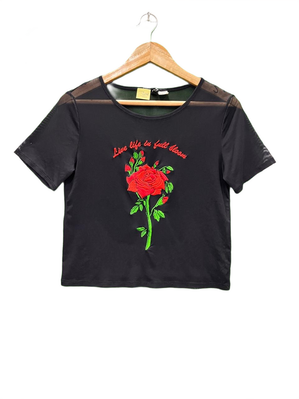 Rose Embroidered Crop Top