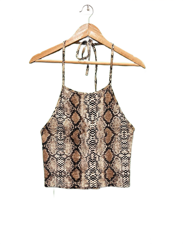 Shein Snake Print Halter Crop Top