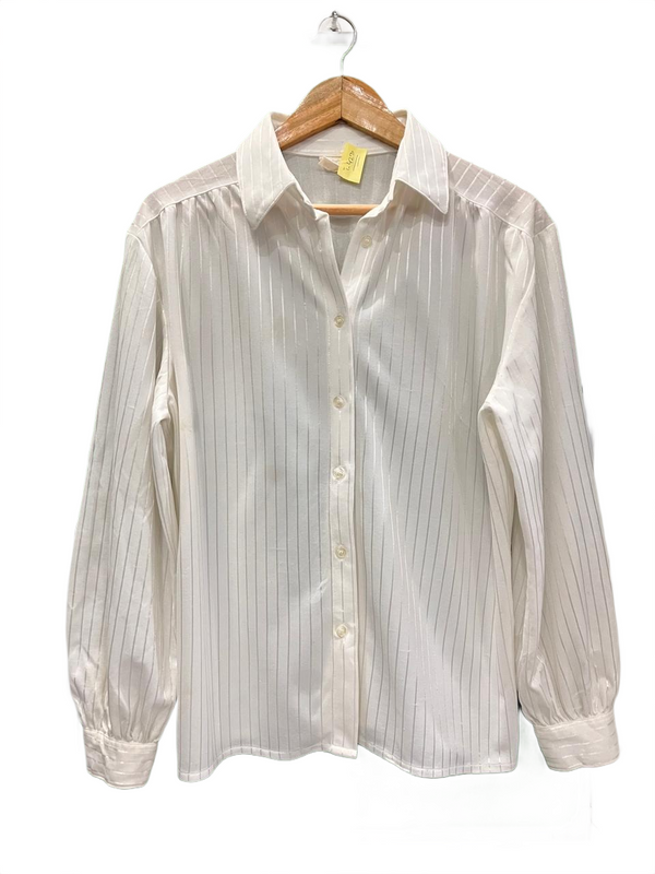 Classic White Pinstripe Button-Down Shirt