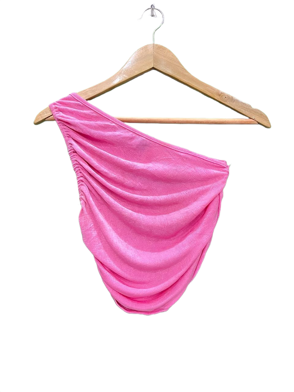 Shein Pink Ruched One-Shoulder Top