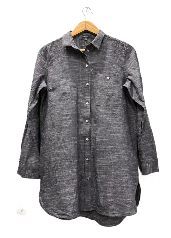 Montego Dark Grey Linen Blend Button-Down Shirt