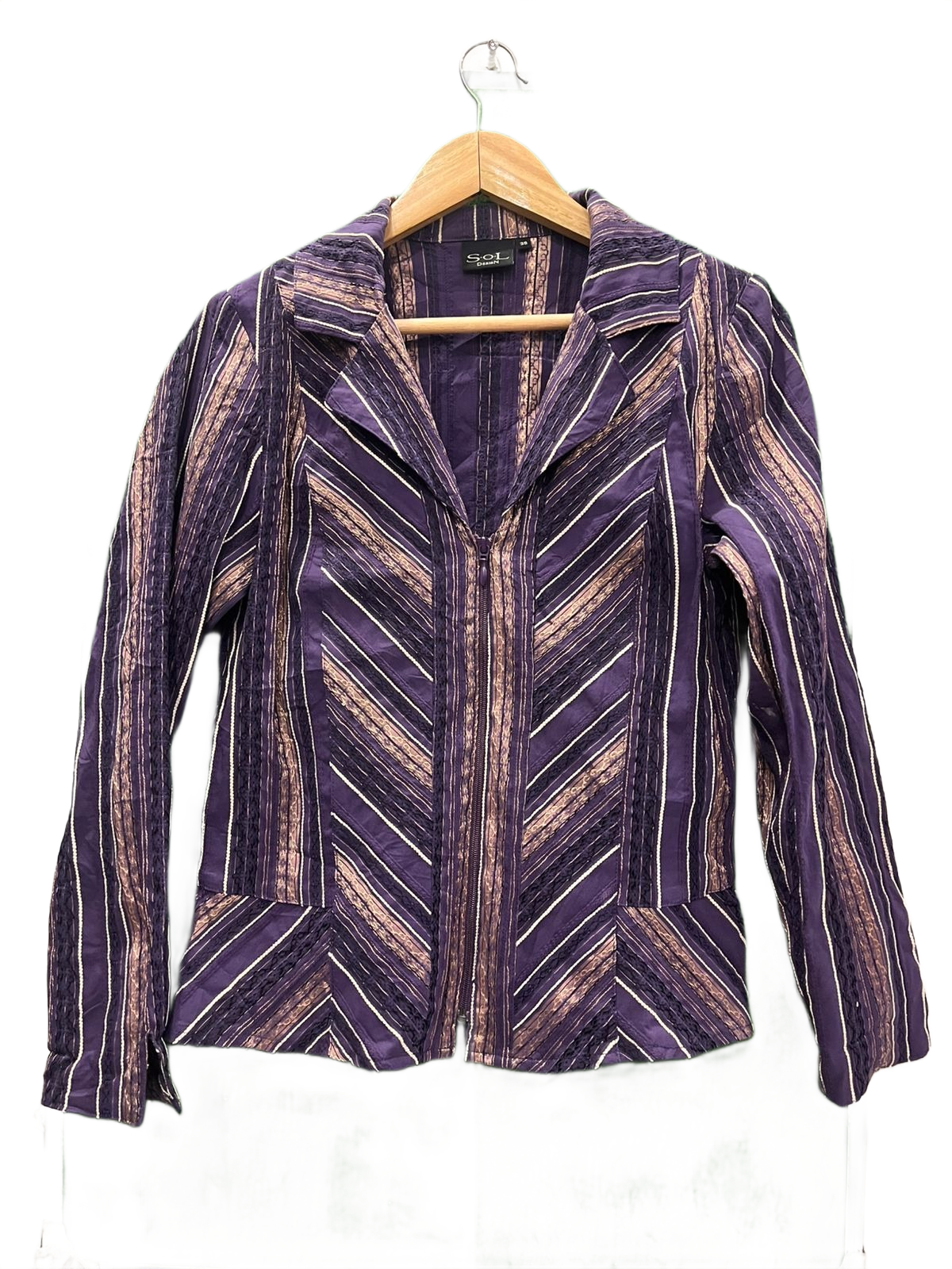 Purple Striped Zipper Top