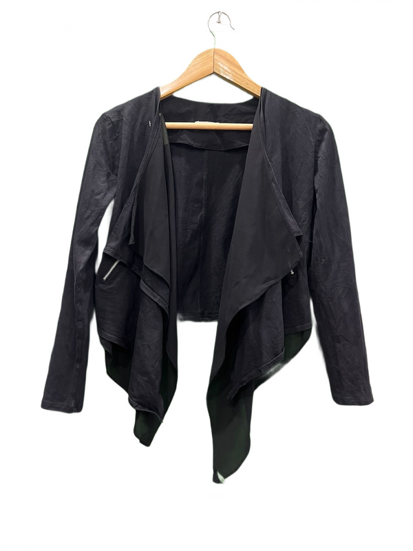 Black Draped Open Cardigan Top