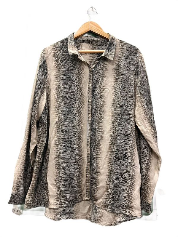 Snakeskin Print Button-Down Shirt