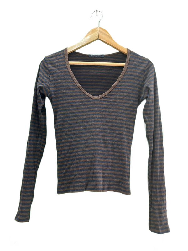 Brandy Melville Striped V-Neck Top