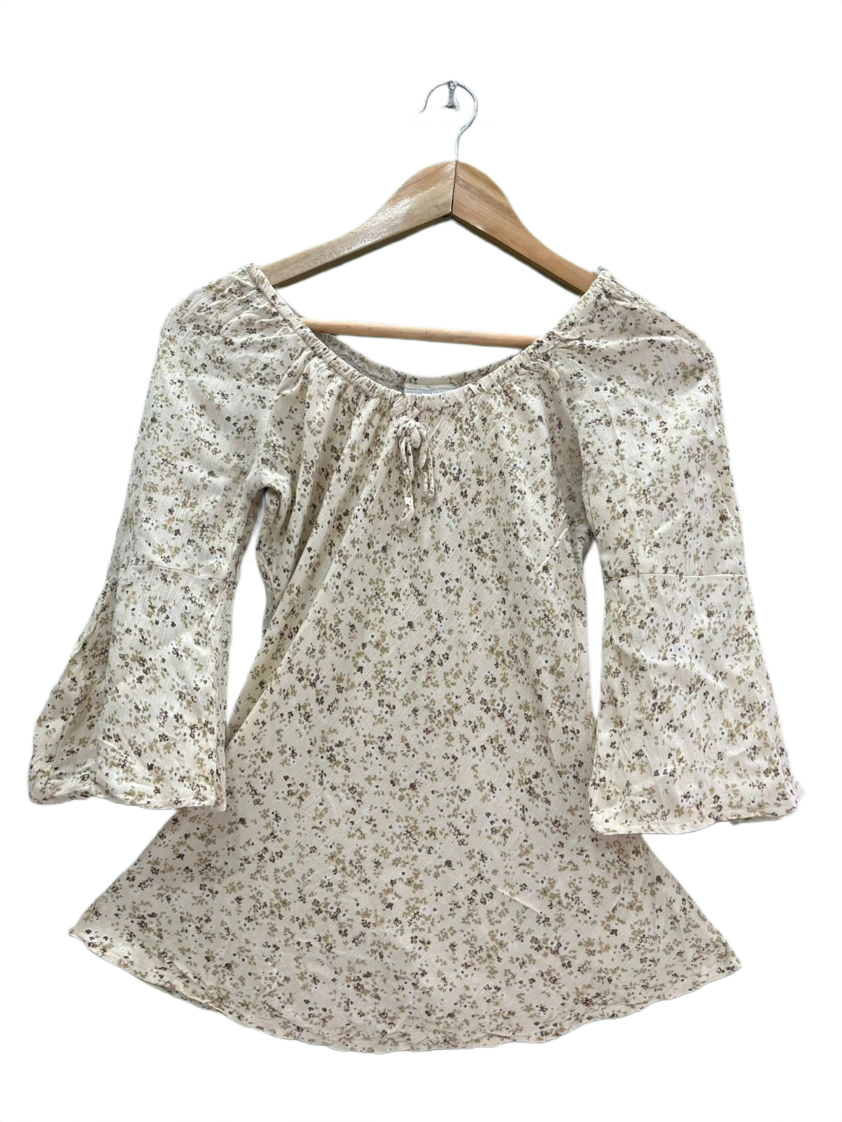 Ditsy Floral Off-Shoulder Bell Sleeve Top