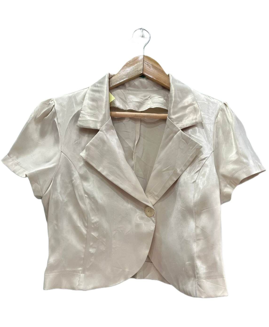 Short-Sleeve Cropped Blazer Top