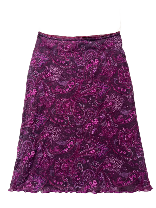 Purple Paisley Print A-Line Skirt
