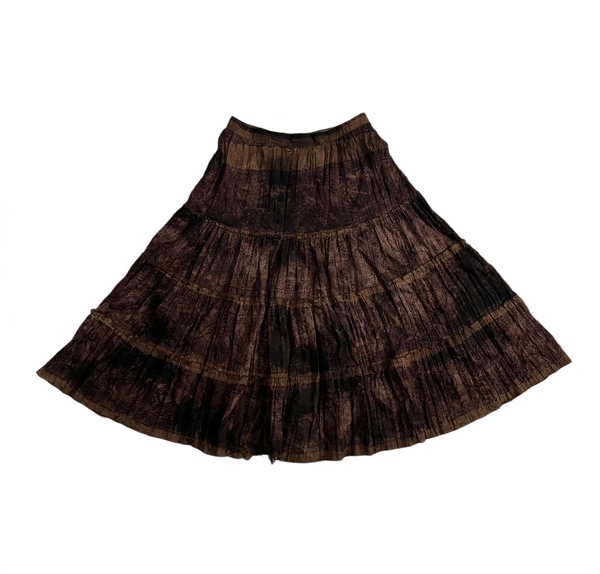 Brown Flowy Tiered Maxi Skirt