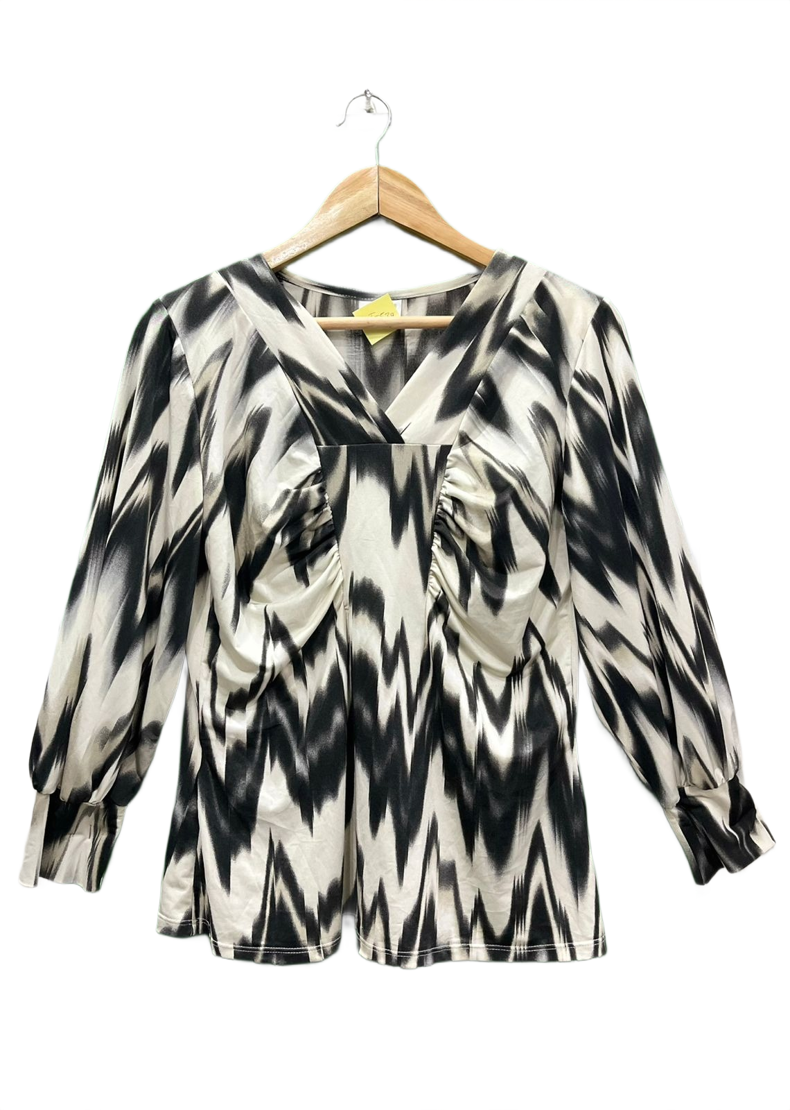 Abstract Print Ruched V-Neck Top