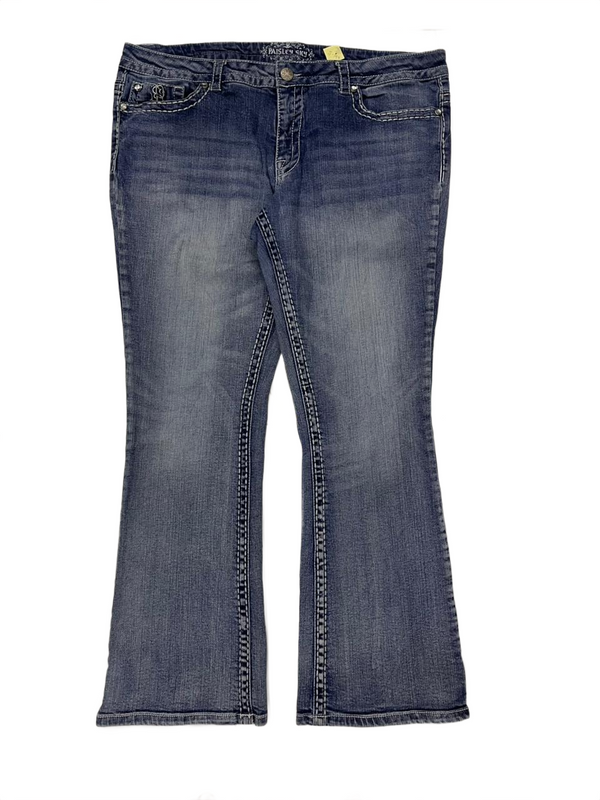 Maurices Paisley Sky Mid-Rise Flared Jeans