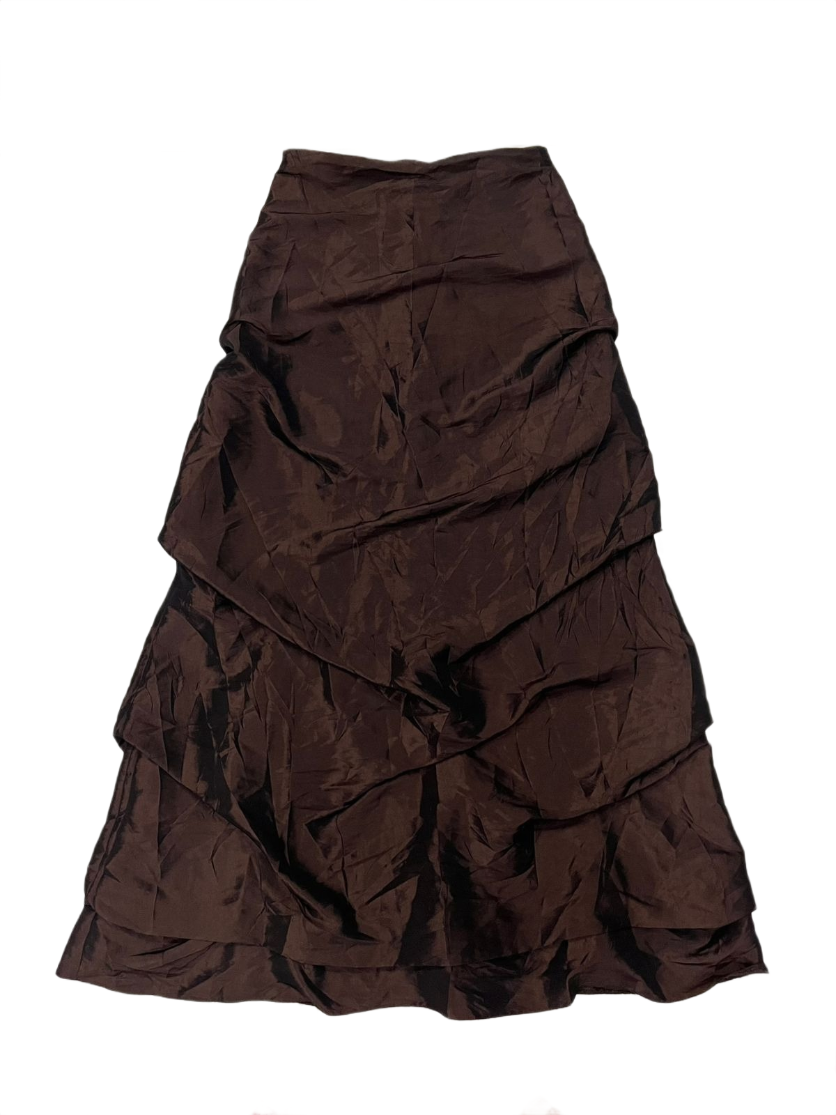 Flowy Brown Tiered Maxi Skirt