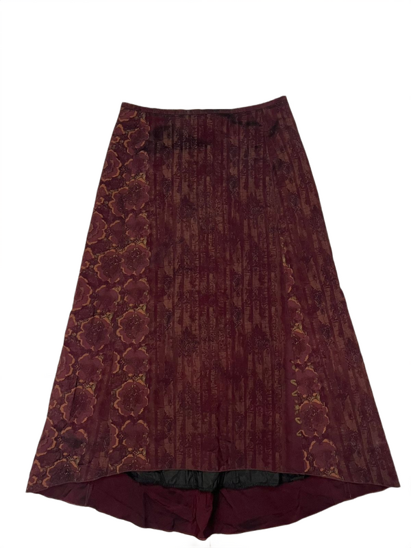 Vintage-Inspired Floral Print Pleated Skirt