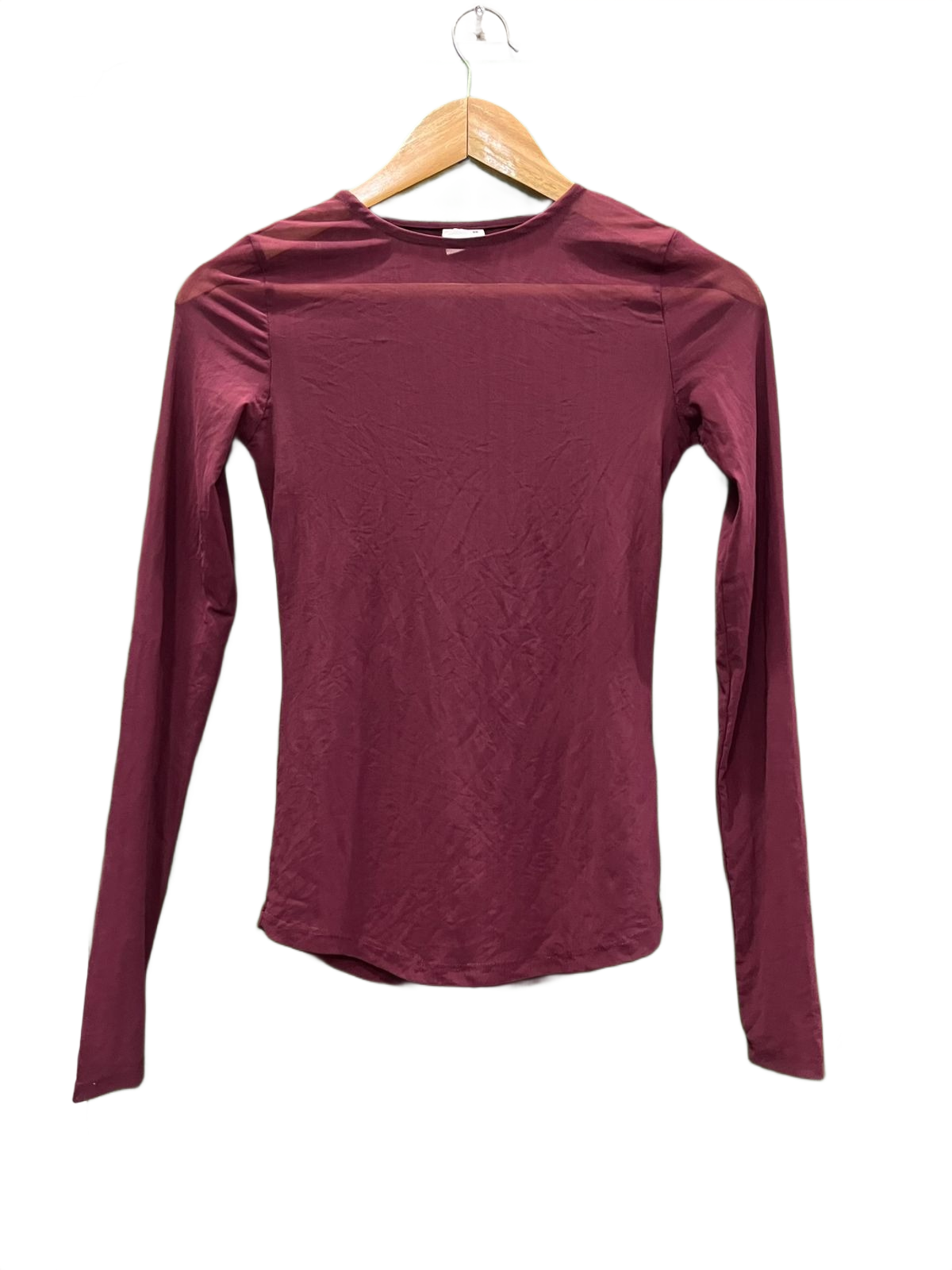 Burgundy Long Sleeve Fitted Top