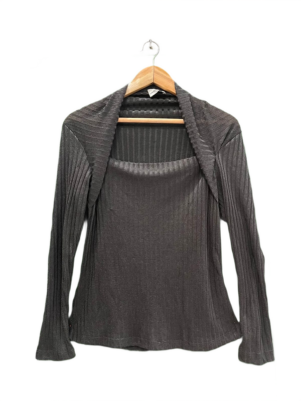 Ribbed Knit Square Neck Top