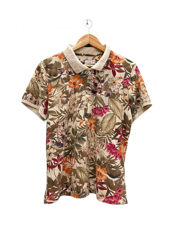 Vintage Floral Print Polo Shirt