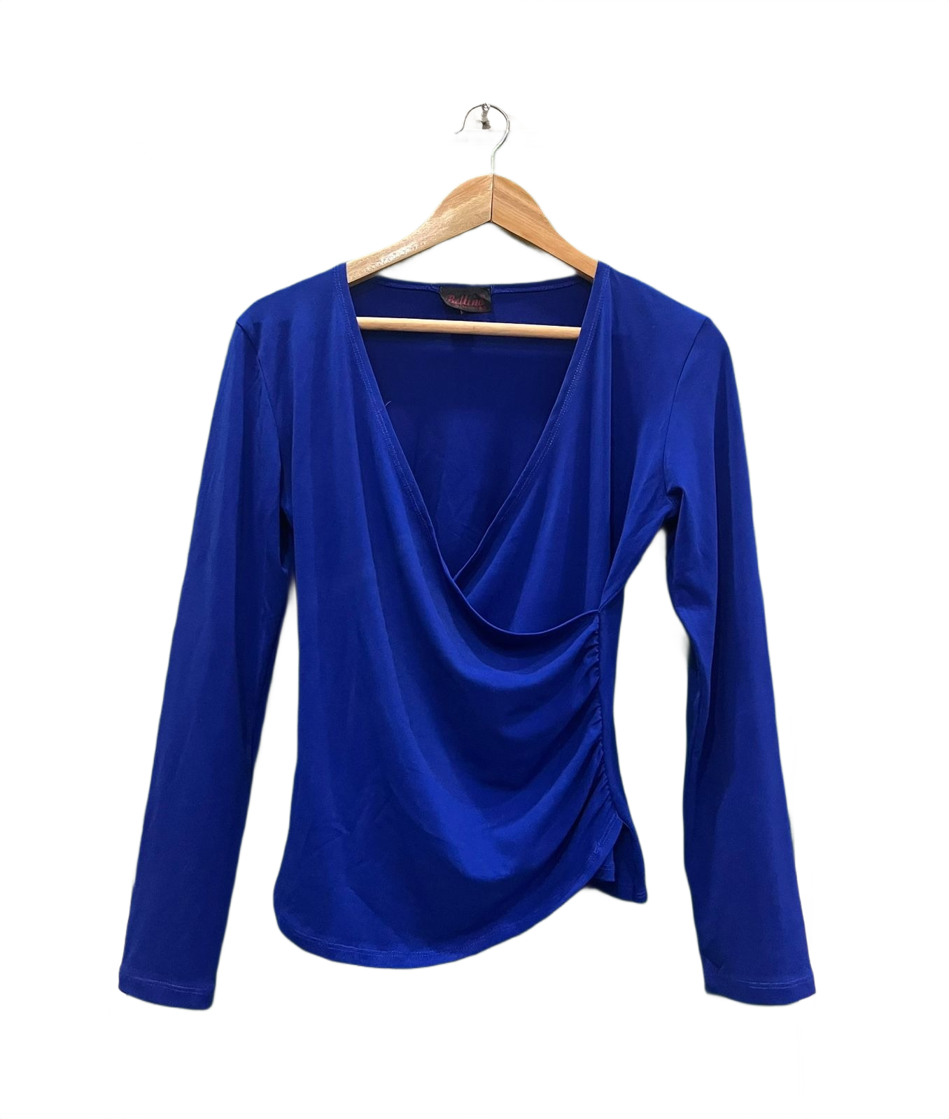 Blue Long Sleeve Wrap Top