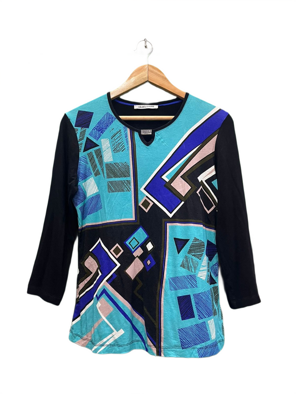 Blue Abstract Print Top