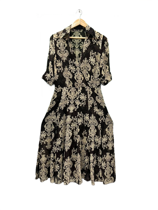 Damask Floral Print Dress