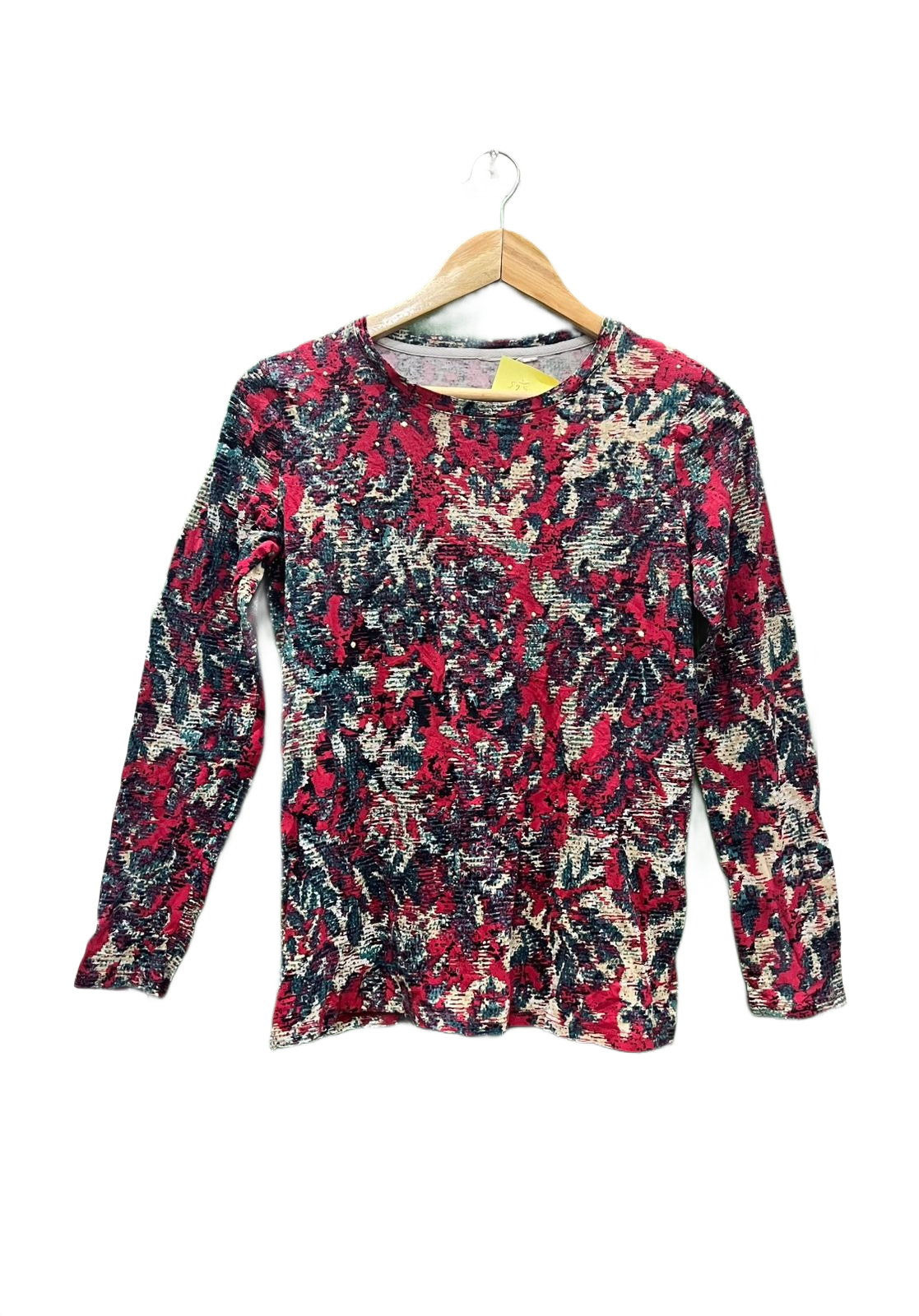 Abstract Leaf Print Round Neck Shirt