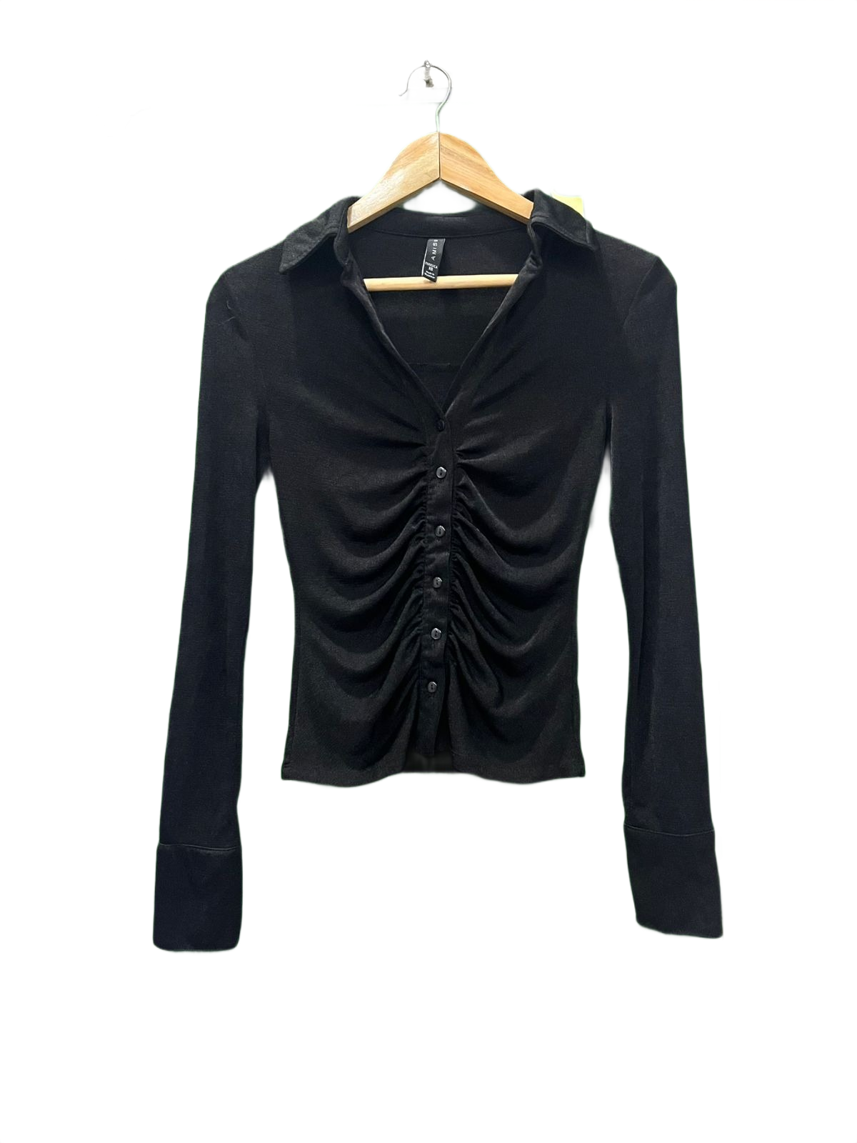 Button-Up Ruched Long Sleeve Shirt