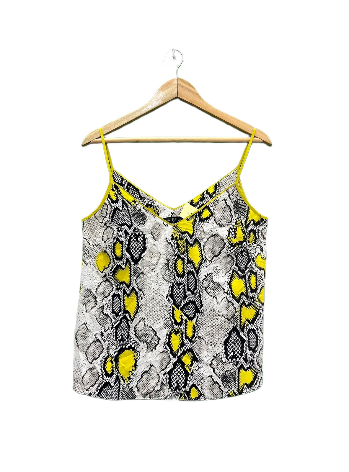 Yellow and Black Snakeskin Print Cami Top
