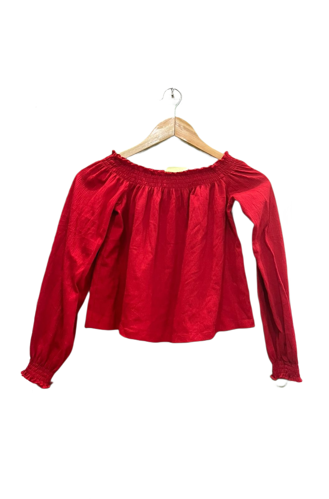 H&M Shirred Off-Shoulder Long Sleeve Crop Top