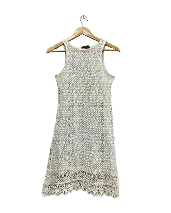 White Crochet Knit Dress