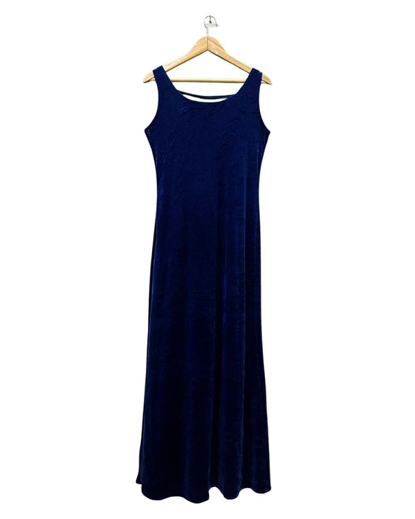 Elegant Dark Blue Velvet Gown