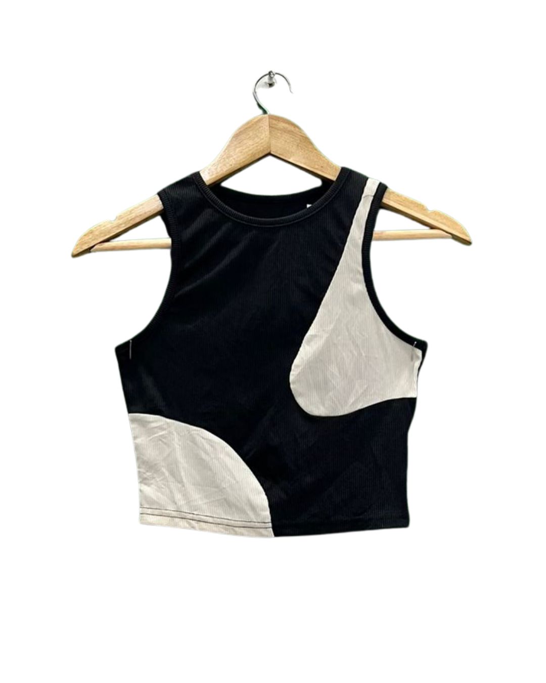 Abstract Ribbed Crop Top