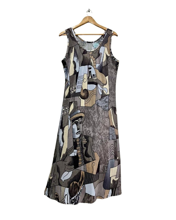 Neutral Muse Abstract Art Dress