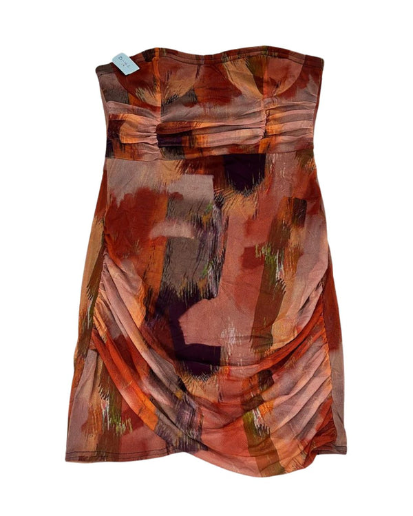Sunset Brushstroke Strapless Dress