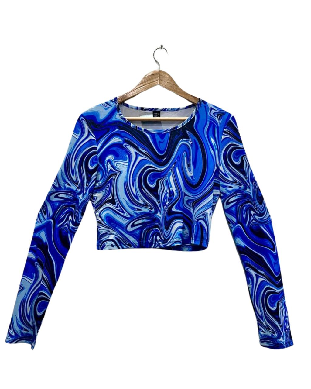 Shein Electric Blue Marble Crop Top