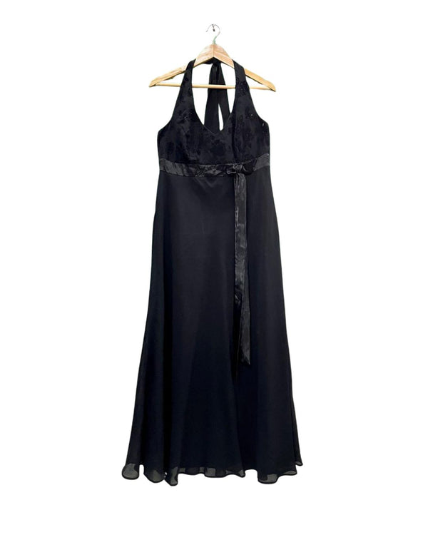 BLACK HALTER NECK DRESS