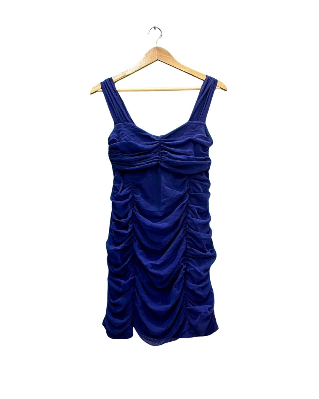 BLUE RUFFLED MINI DRESS