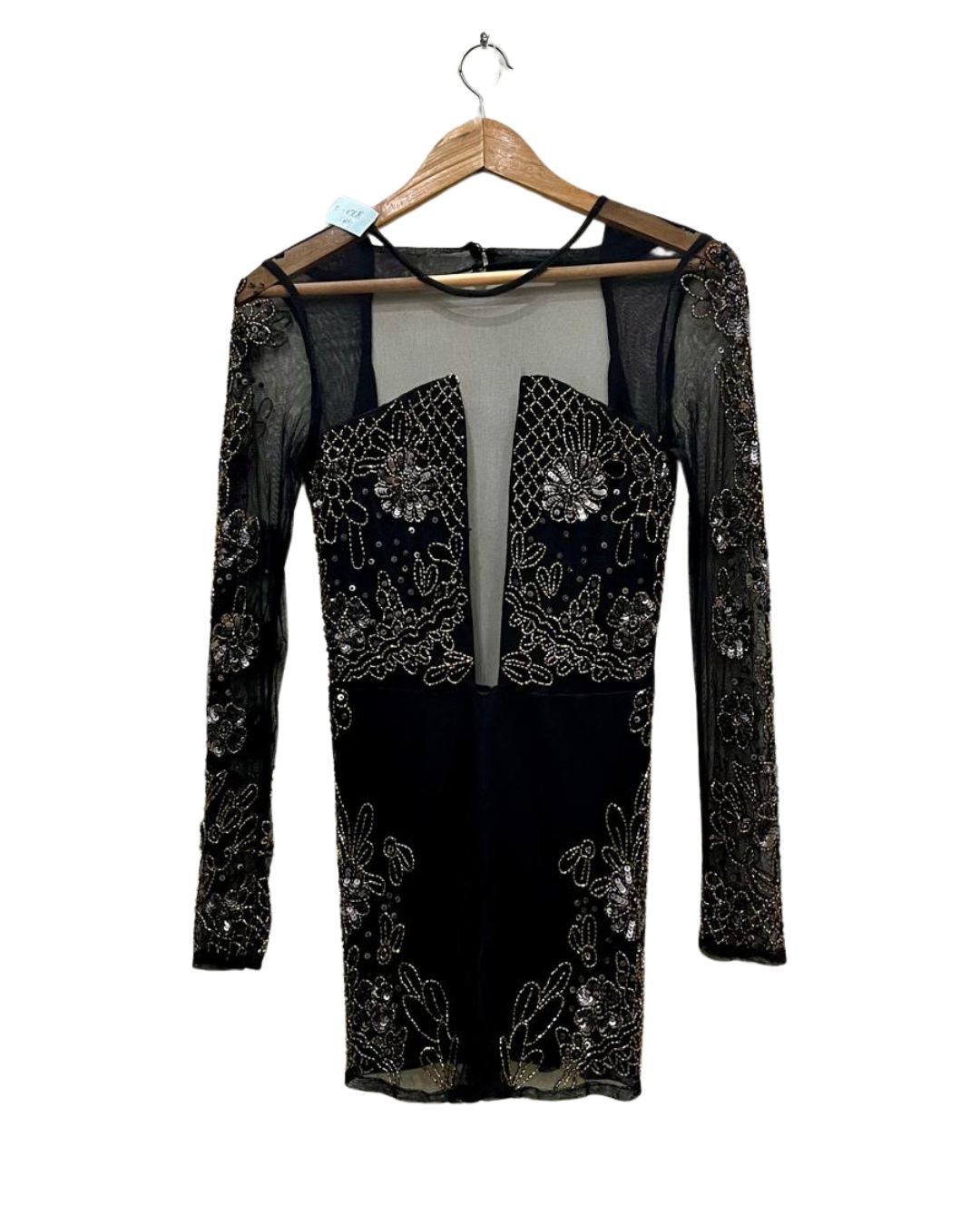 BEADED MESH DRESS