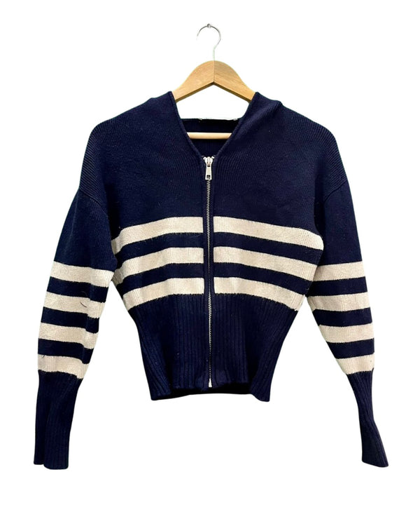 ZARA NAVY KNITTED ZIP UP