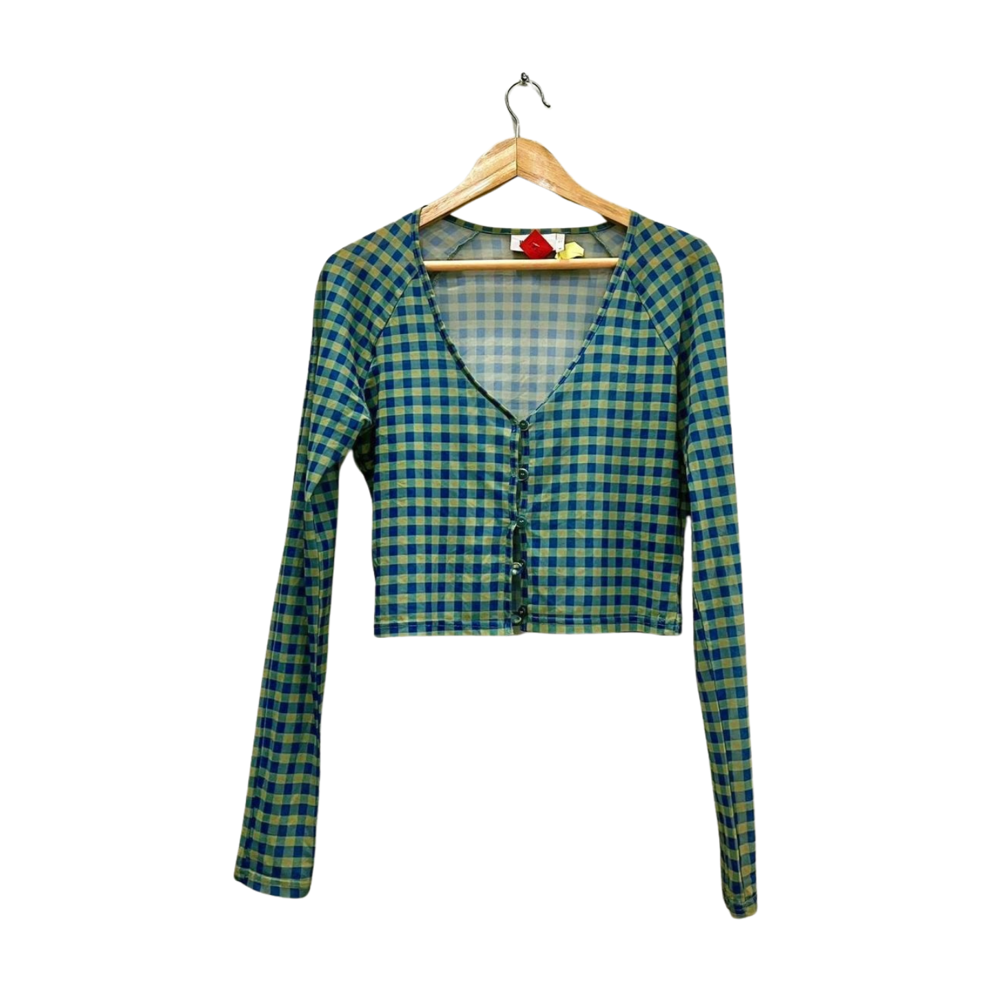 Mesh Green and Blue Checkered Top