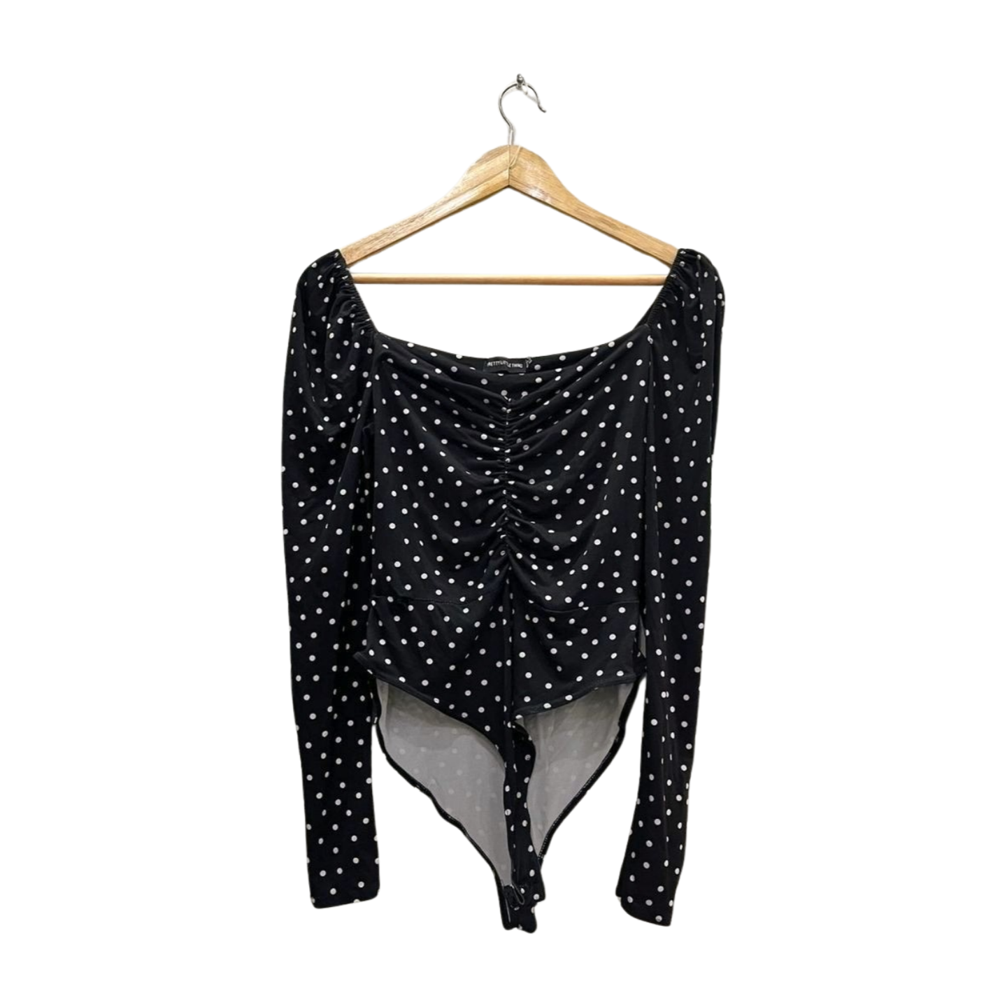 Ruched Polka Dot Bodysuit