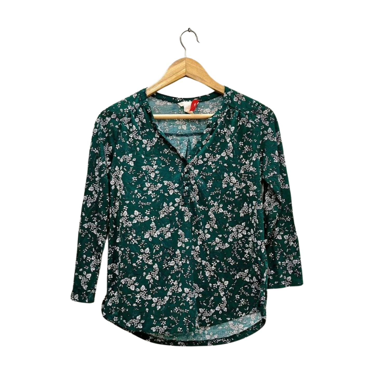 H&M Green Floral Print Top