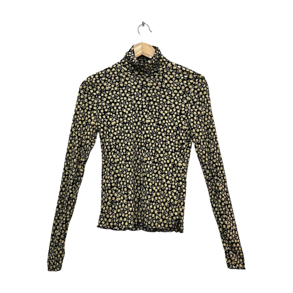 Slim Fit Floral Turtleneck Shirt