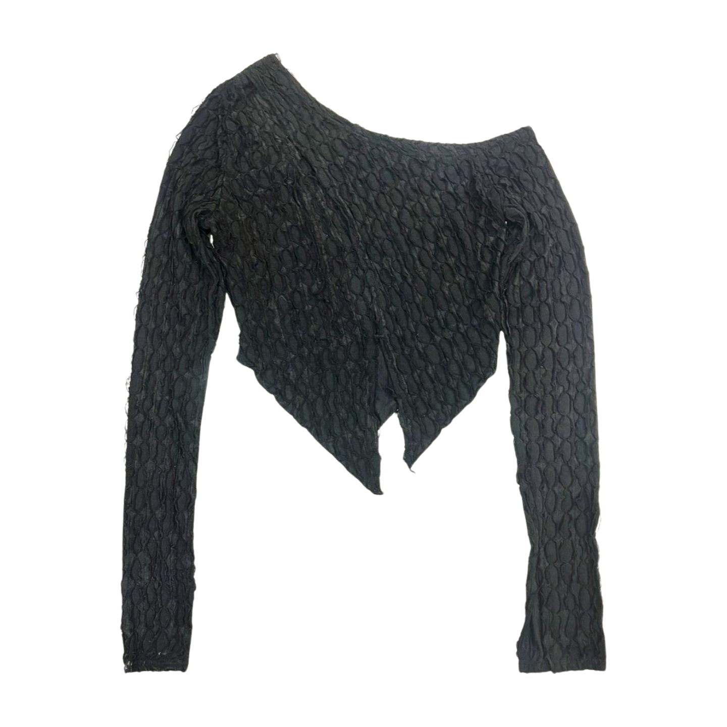 Shein Textured Black One-Shoulder Top