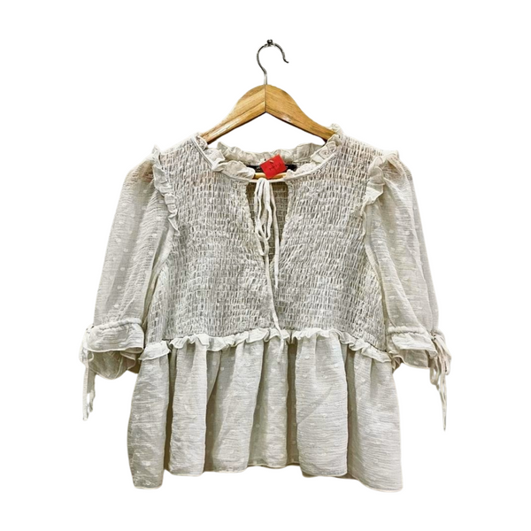 Zara Tie-Front Ruffle-Trim Peplum Top