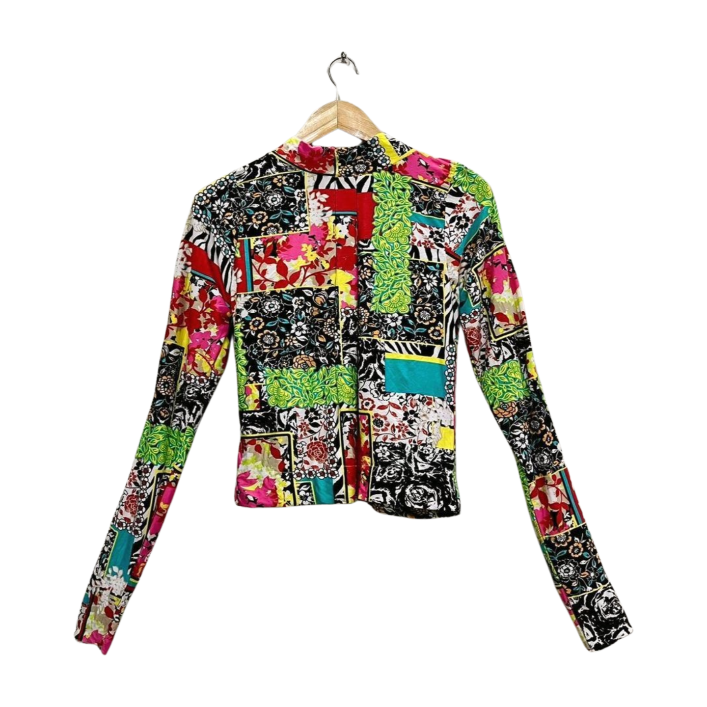 Colorful Floral Mixed Print Long-Sleeve Top