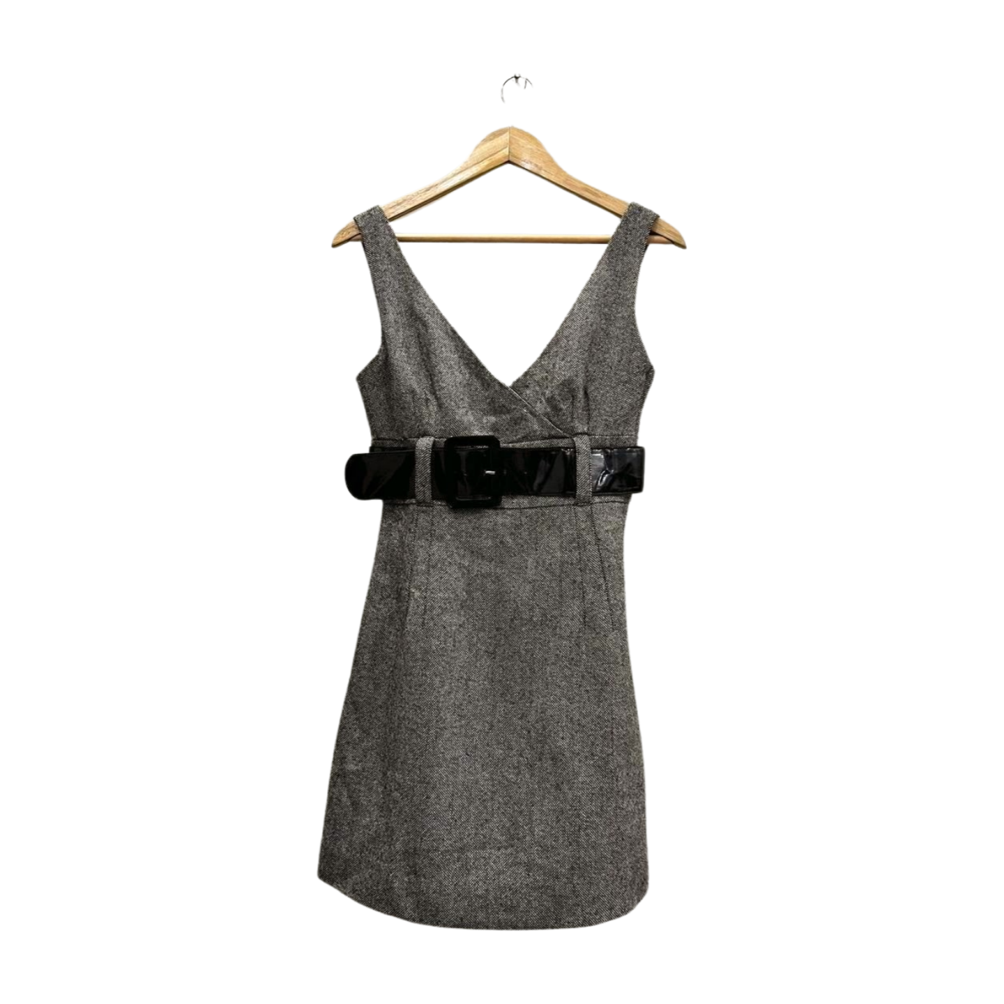 Grey Tweed Sleeveless V-Neck Mini Dress