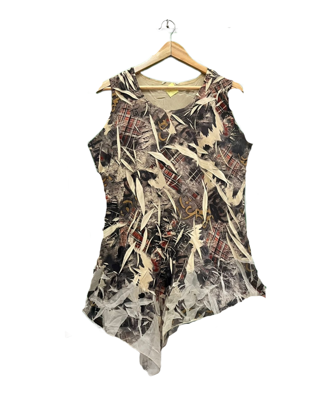 Abstract Print Asymmetric Sleeveless Dress